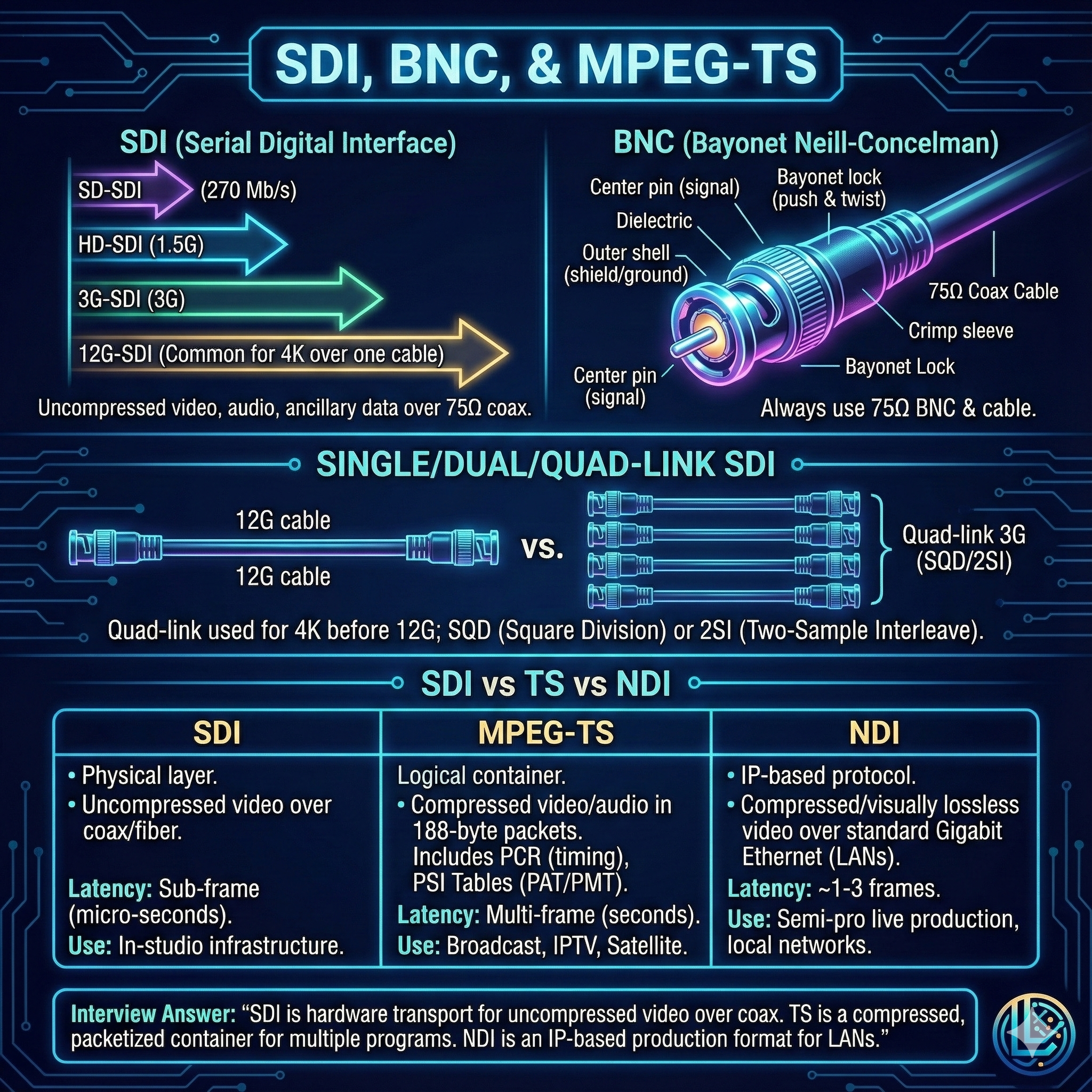 SDI, BNC, & MPEG-TS
