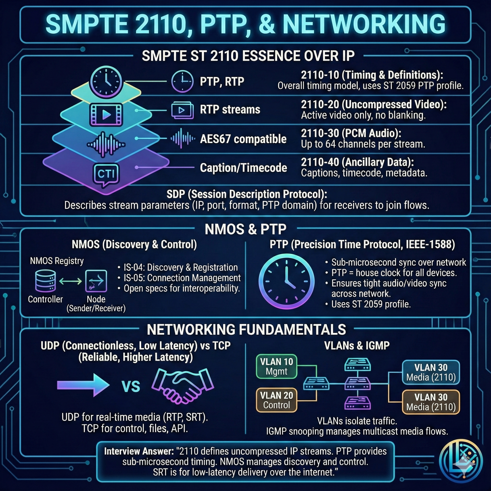 SMPTE 2110, PTP, & Networking